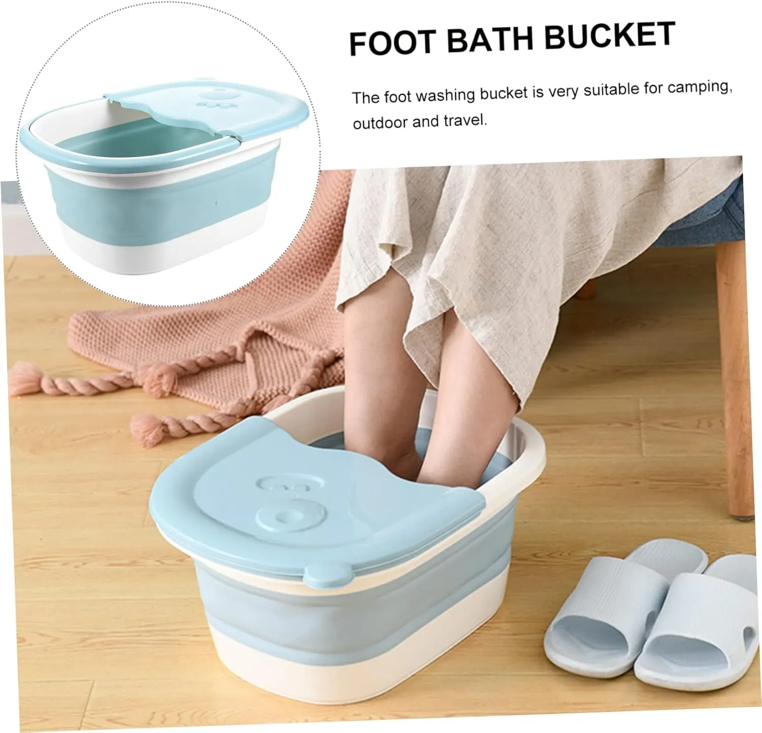 1 PC Folding Foot Soaking Basin Multi Use Basin for Relaxation and Durable and Portable Design with Convex Massage Granules for Foot Massage Shops and Personal Use