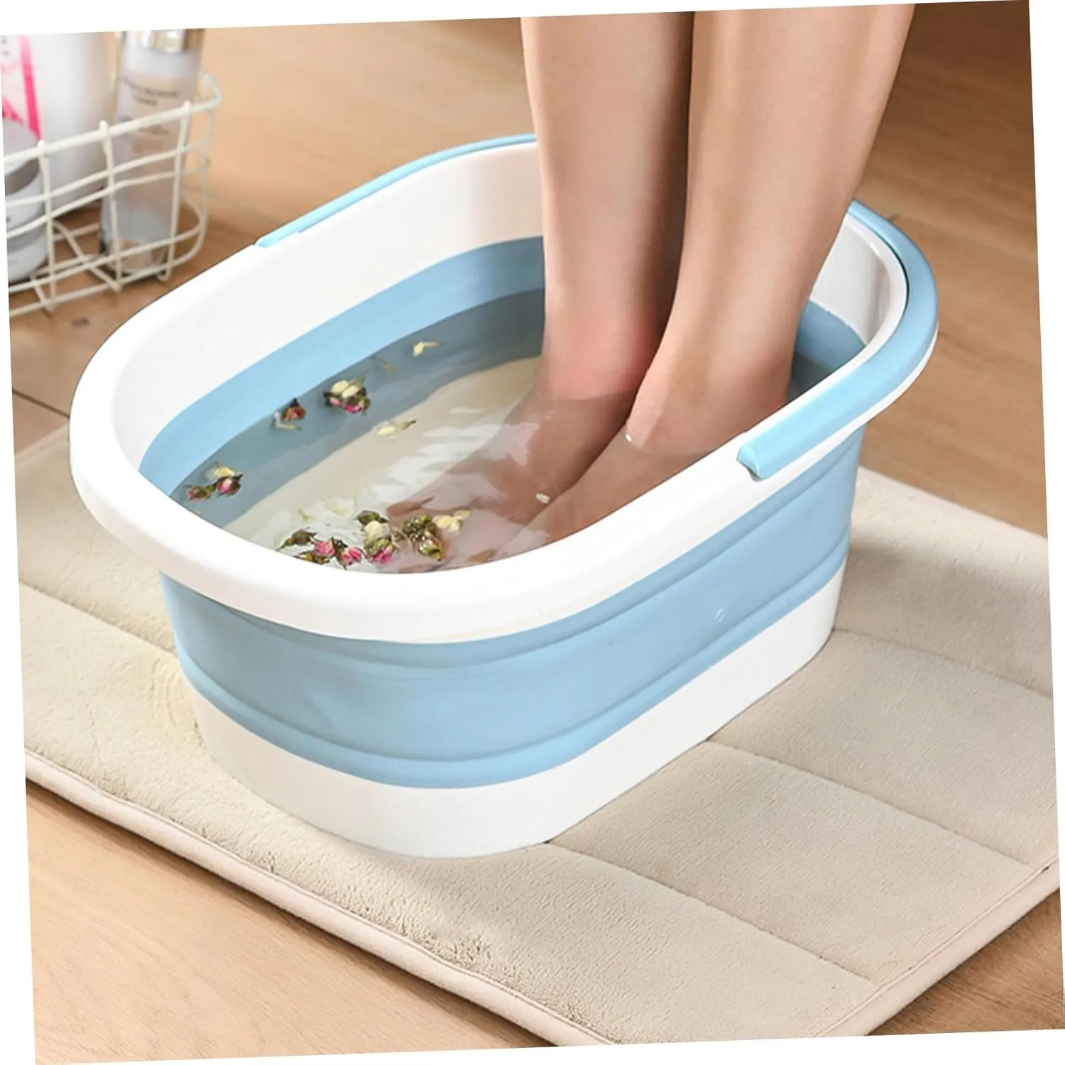 1 PC Folding Foot Soaking Basin Multi Use Basin for Relaxation and Durable and Portable Design with Convex Massage Granules for Foot Massage Shops and Personal Use