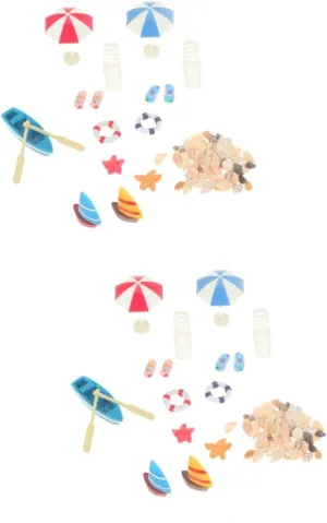 1 Set Mini Beach Ornaments Miniature Beach Accessories for Sandbox Mini House Decoration Resin Boat Umbrella Slippers Collectibles