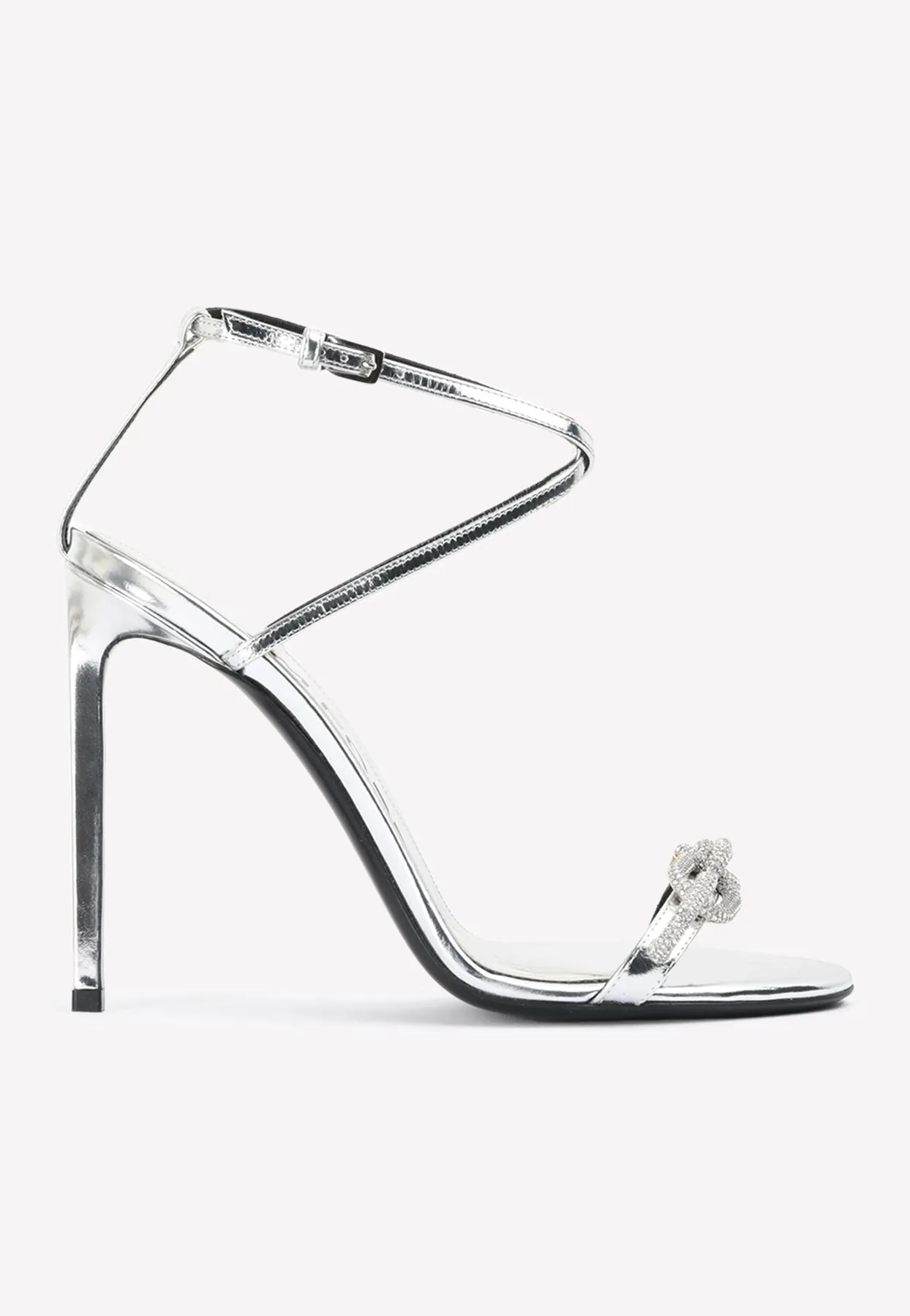 105 Crystal Chain Sandals in Metallic Leather