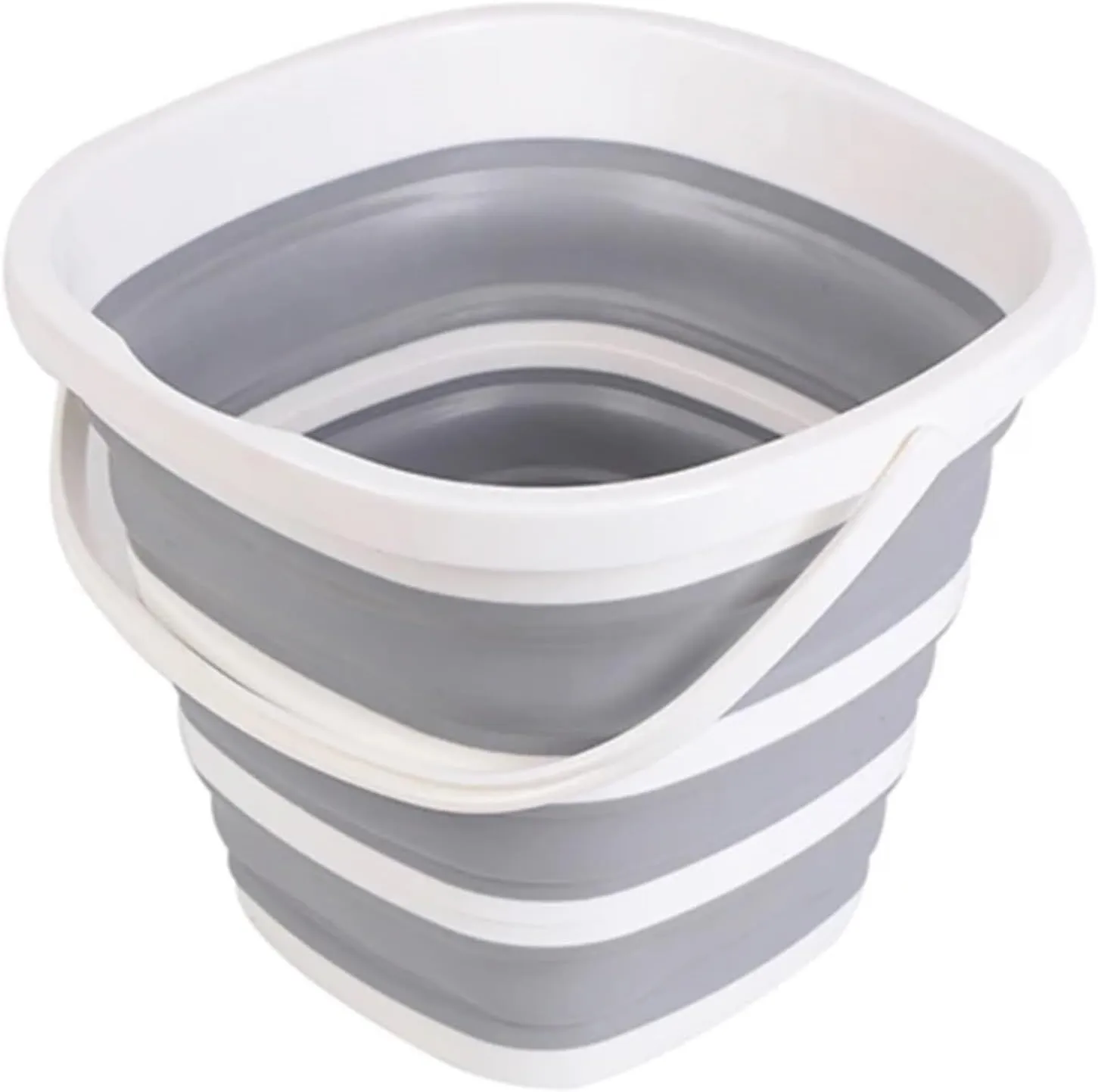 10L Silicone Bucket for Fishing Folding Collapsible Bucket Car Wash Outdoor Fishing Square Barrel Bathroom Kitchen Camp Bucket(Gray)
