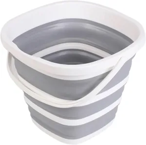 10L Silicone Bucket for Fishing Folding Collapsible Bucket Car Wash Outdoor Fishing Square Barrel Bathroom Kitchen Camp Bucket(Gray)
