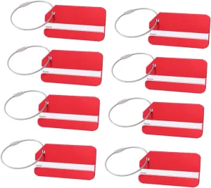 10Pcs Multicolour Aluminum Luggage Tags Durable Baggage Name Tags for Easy Identification for Travel Suitcases and Handbags Red