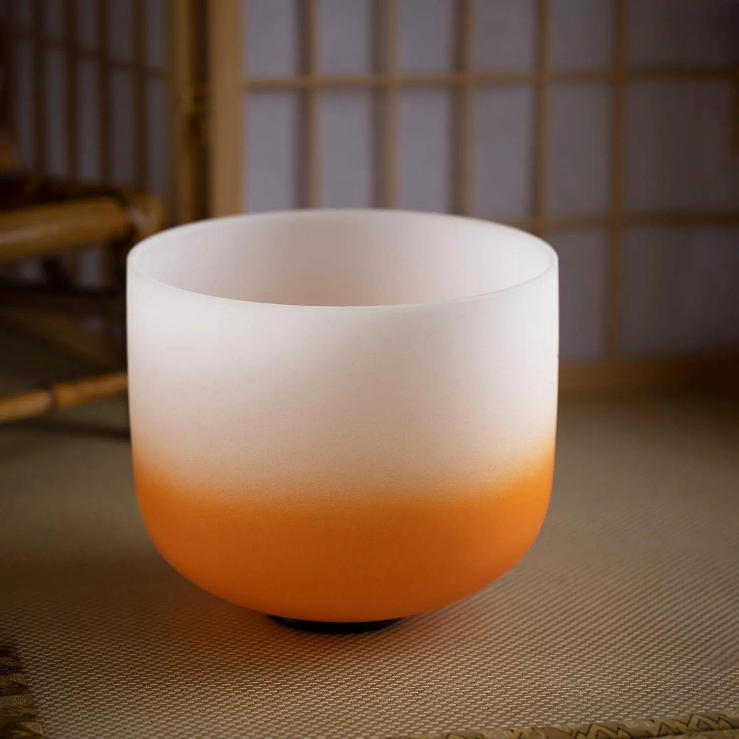 11inch 432hz D Note Frosted Quartz Crystal Singing Bowl Orange Color Navel Chakra for Yoga Healing Sound Energy Vibration Balance with Carry Bag