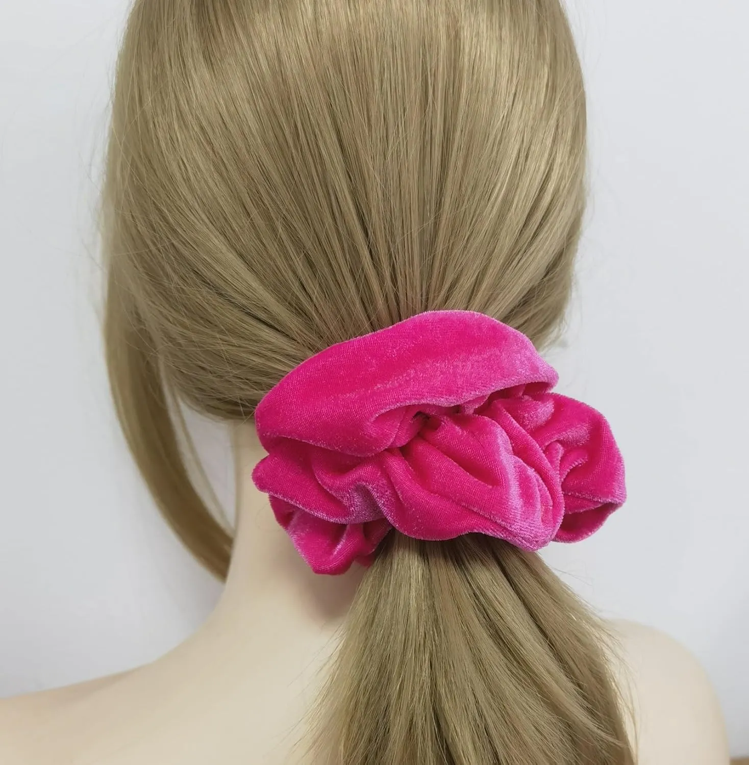 12 Pcs Large Velvet Scrunchies for Thick Long Hair Scrunchies Hair Ties Women Girls Hair Ponytail Holder (Hotpink)