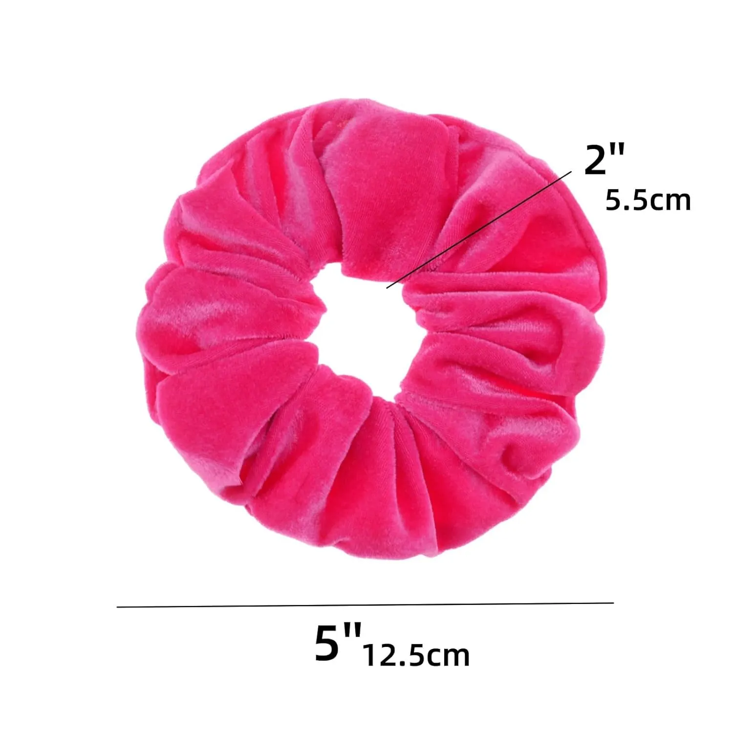 12 Pcs Large Velvet Scrunchies for Thick Long Hair Scrunchies Hair Ties Women Girls Hair Ponytail Holder (Hotpink)