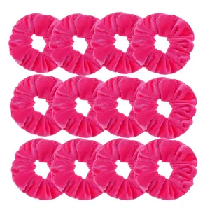 12 Pcs Large Velvet Scrunchies for Thick Long Hair Scrunchies Hair Ties Women Girls Hair Ponytail Holder (Hotpink)