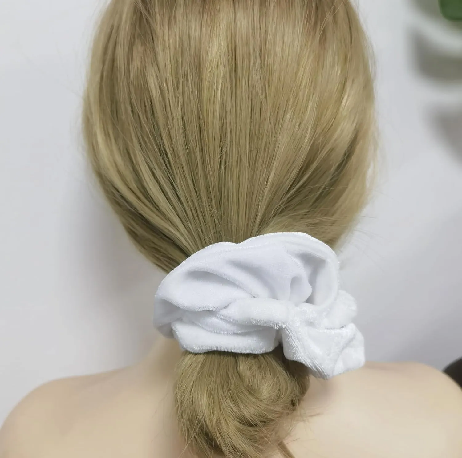 12 Pcs Large Velvet Scrunchies for Thick Long Hair Scrunchies Hair Ties Women Girls Hair Ponytail Holder (White)