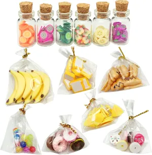 13 Packs Cute 1:12 Miniature Dollhouse Food Lollipop Toast Cheese Bread Donut Fruit Slice Jar Glass Bottle Mini Kitchen Scene Model Simulation DIY Decoration Accessories
