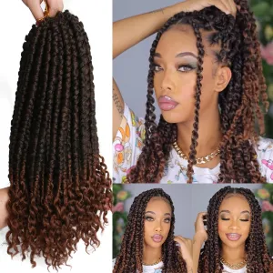14inch Crochet Hair Curly Spring Twist Crochet Braids Curl End Crotchet Hair for Black Women 8pcs Bomb Twist Synthetic Fluffy Crotchet Hair Bundle (14inch, Black Mix Brown(1B/30#))