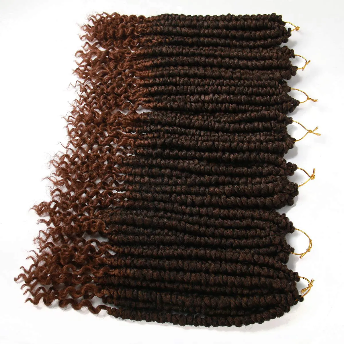 14inch Crochet Hair Curly Spring Twist Crochet Braids Curl End Crotchet Hair for Black Women 8pcs Bomb Twist Synthetic Fluffy Crotchet Hair Bundle (14inch, Black Mix Brown(1B/30#))