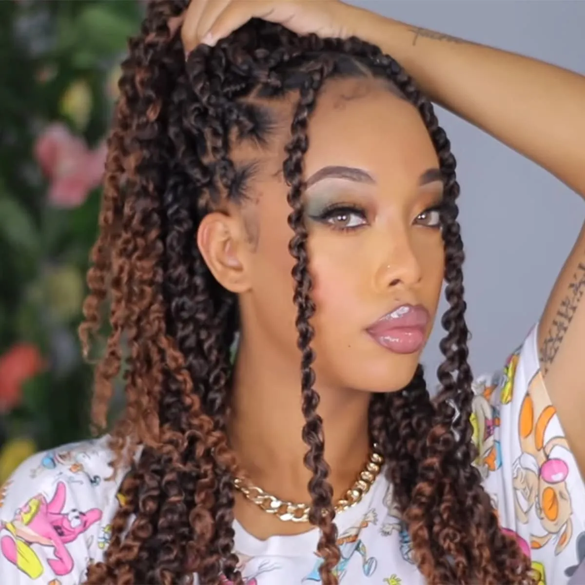 14inch Crochet Hair Curly Spring Twist Crochet Braids Curl End Crotchet Hair for Black Women 8pcs Bomb Twist Synthetic Fluffy Crotchet Hair Bundle (14inch, Black Mix Brown(1B/30#))