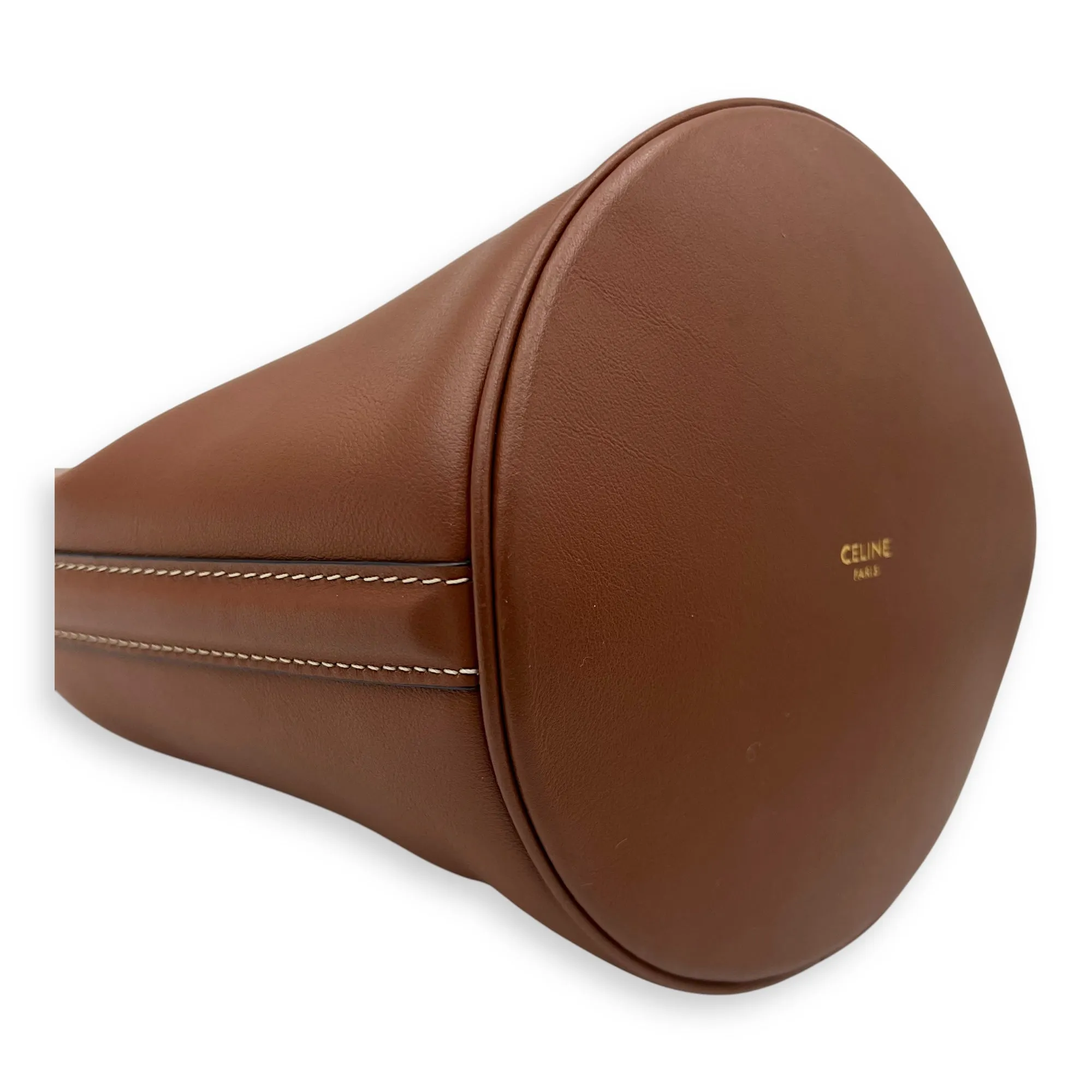 16 Teen Brown Bucket Bag in Calfskin, Gold hardware