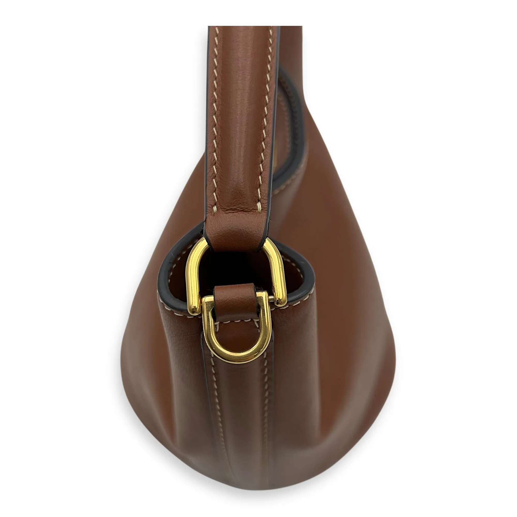 16 Teen Brown Bucket Bag in Calfskin, Gold hardware