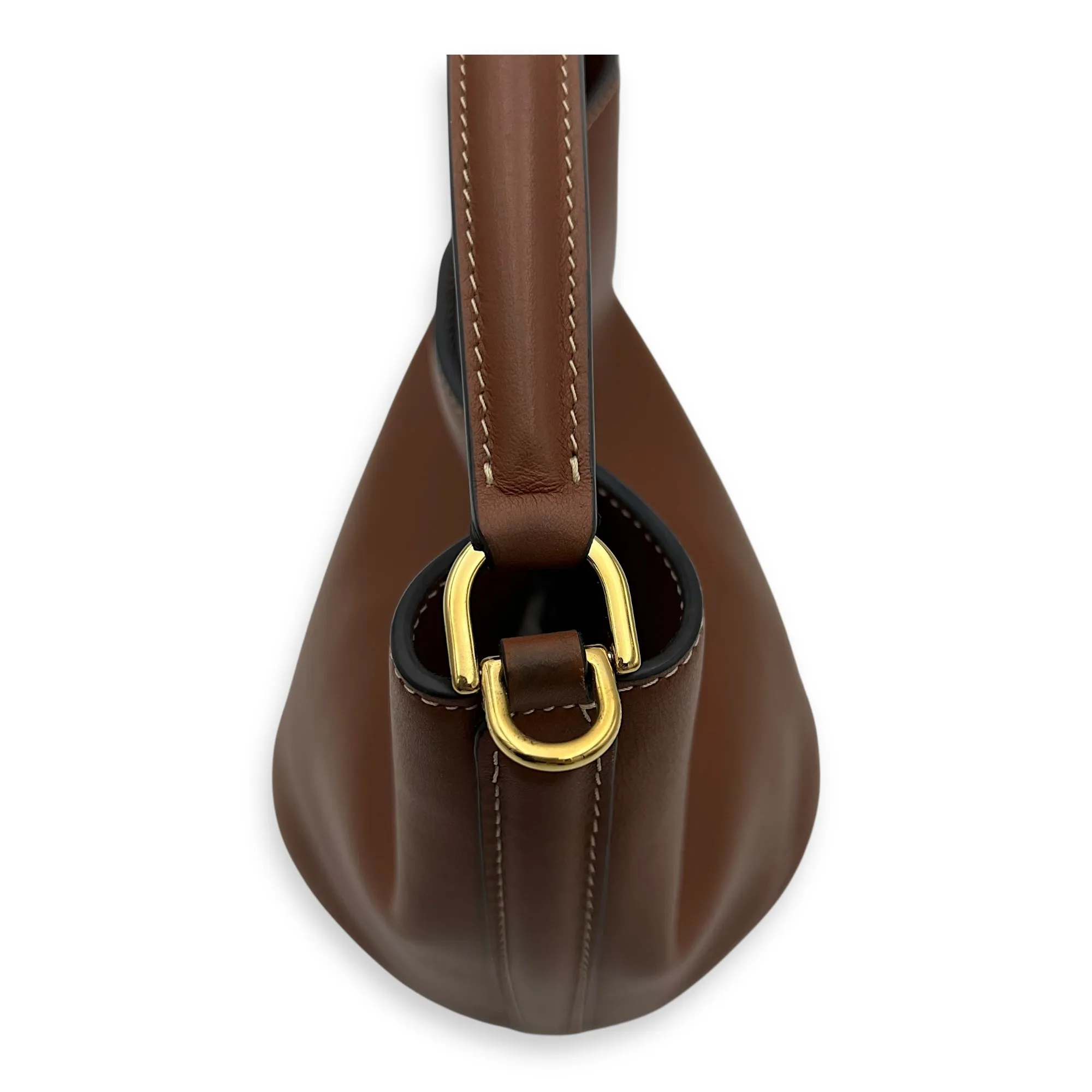 16 Teen Brown Bucket Bag in Calfskin, Gold hardware