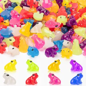 168PCS Luminous Mini Resin Frogs, Glow in The Dark, Miniature Resin Frog Animals Decor for Garden, Landscape, Aquarium, Dollhouse, Birthday, DIY Crafts, Hidden Game (8 Colors)