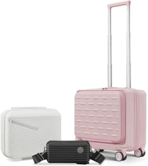18" Carry on Luggage with Front Open Door &Laptop Interlayer, Hard Shell Suitcase Built-In TSA Luggage Lock, Hardside Lightweight PC Travel Suitcase for Women Men with Spinner Wheels Airline Approved
