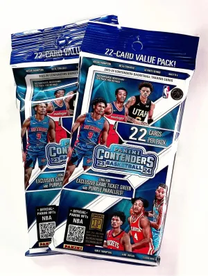 (2) 2023-24 Panini Contenders Basketball 22 Card Jumbo Value Packs - 2 Packs - 44 Basketball Cards
