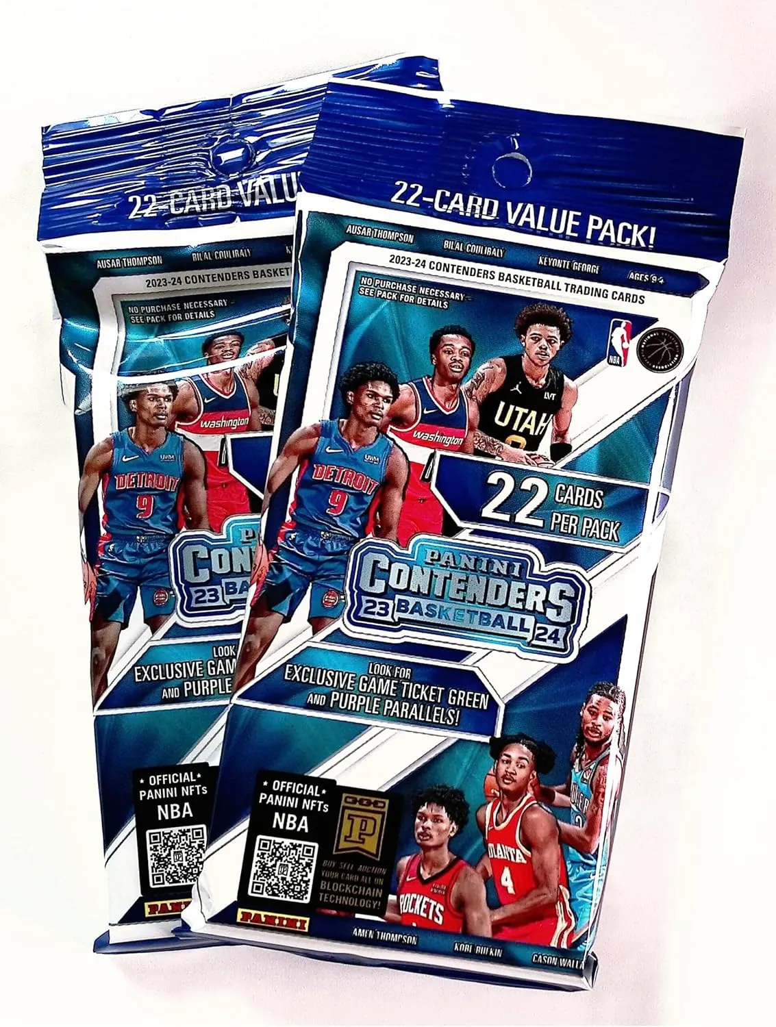(2) 2023-24 Panini Contenders Basketball 22 Card Jumbo Value Packs - 2 Packs - 44 Basketball Cards