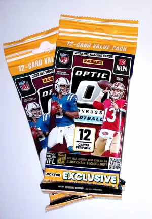 2-2023 Donruss Optic Football Trading Card Value Packs, 24 Football Cards Total