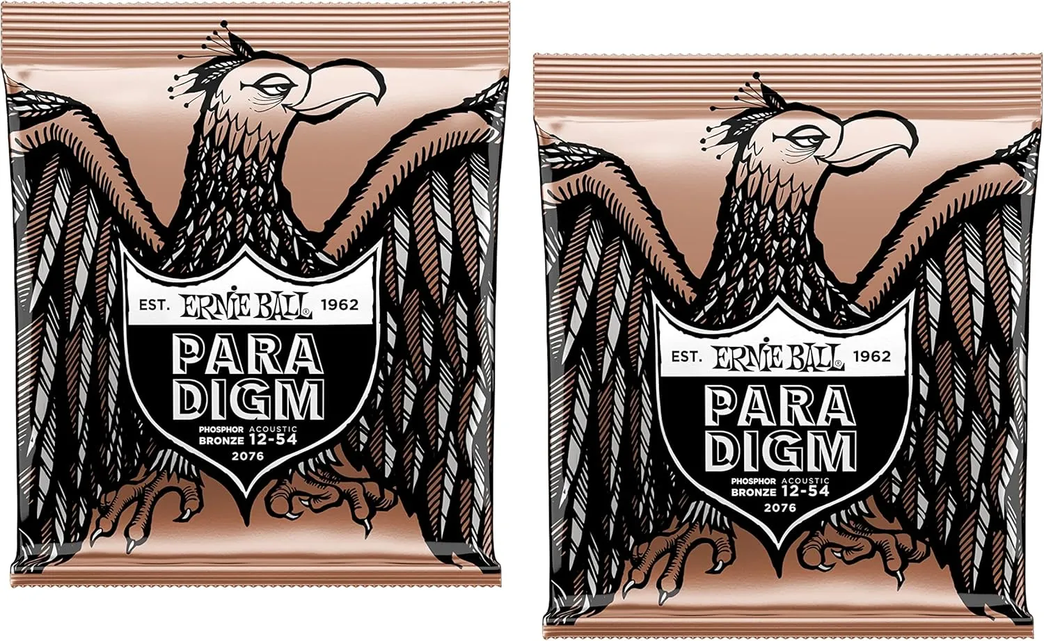 2 PACK Ernie Ball 2076 Paradigm Medium Phosphor Bronze Acoustic Guitar Strings (12-54)