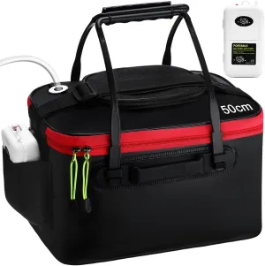2 Pcs Fishing Bucket and Live Bait Aerator, Foldable Multi Functional Live Bucket Portable Quiet Aerator Outdoor Camping Fishing EVA Bag(10 Gallon)
