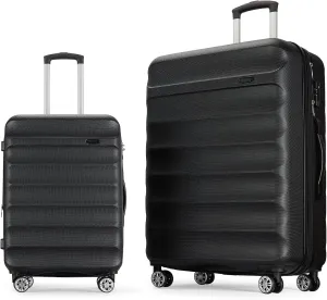 2-Piece Luggage Set and Friction-Resistant in black- Includes 20"& 28" Spinner Suitcases
