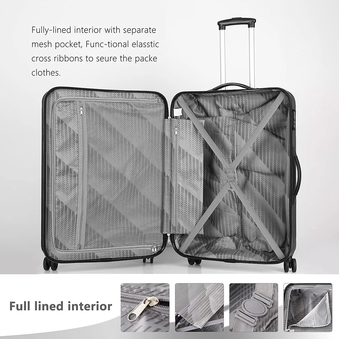 2-Piece Luggage Set and Friction-Resistant in black- Includes 20"& 28" Spinner Suitcases