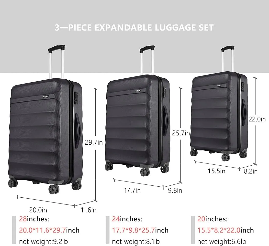 2-Piece Luggage Set and Friction-Resistant in black- Includes 20"& 28" Spinner Suitcases