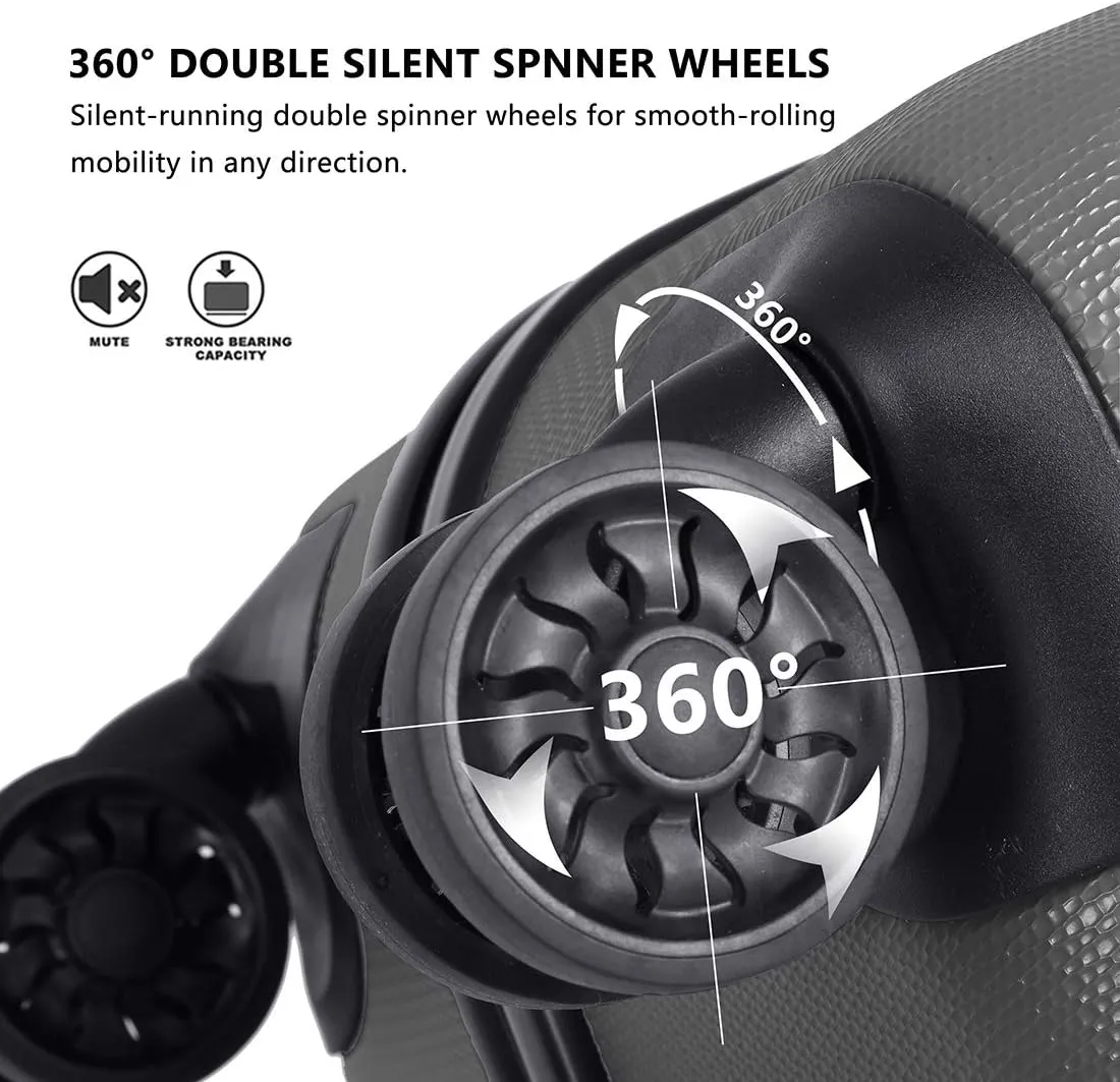 2-Piece Luggage Set and Friction-Resistant in black- Includes 20"& 28" Spinner Suitcases