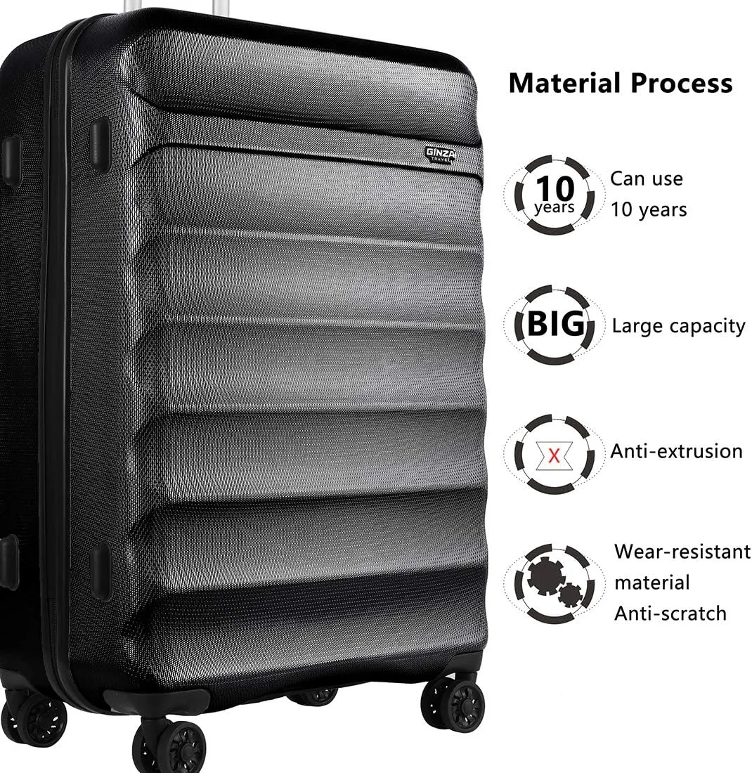 2-Piece Luggage Set and Friction-Resistant in black- Includes 20"& 28" Spinner Suitcases