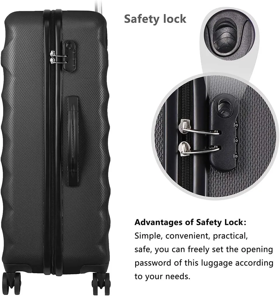 2-Piece Luggage Set and Friction-Resistant in black- Includes 20"& 28" Spinner Suitcases