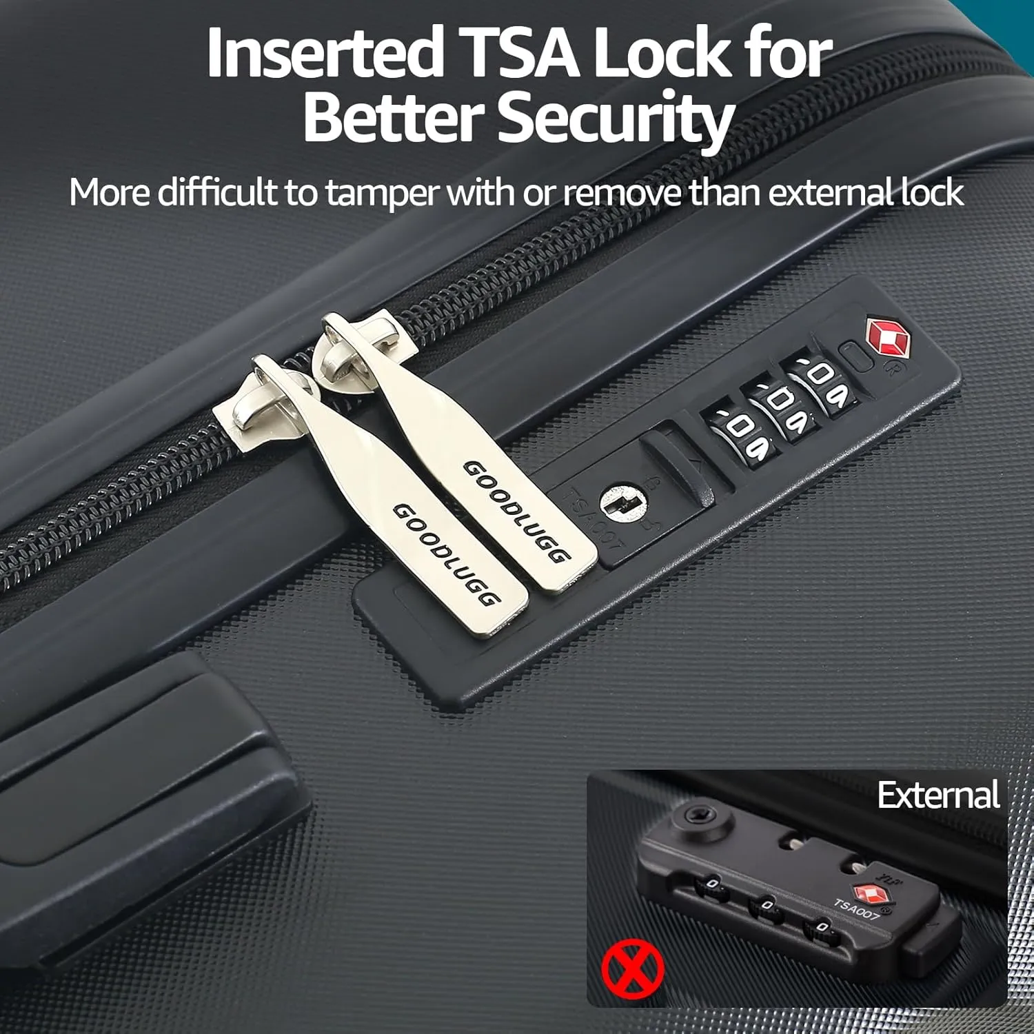 20-Inch Carry-on Luggage with Spinner Wheels and TSA Lock, Airline Approved Lightweight Hardside Suitcase for Travel, Hardshell Suit Case, 20", Black