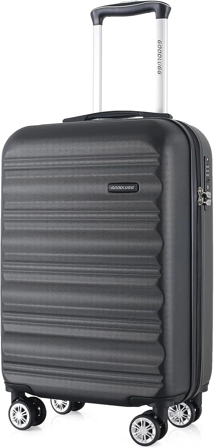 20-Inch Carry-on Luggage with Spinner Wheels and TSA Lock, Airline Approved Lightweight Hardside Suitcase for Travel, Hardshell Suit Case, 20", Black
