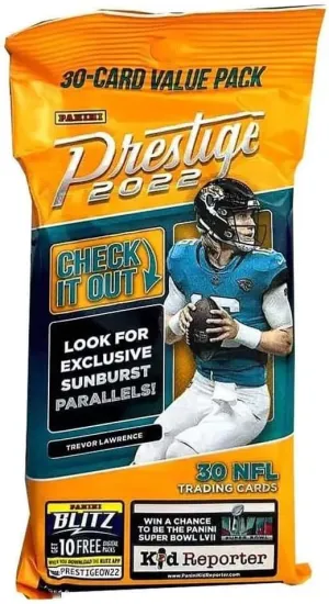 2022 Panini Prestige Football NFL Jumbo Fat Pack Lot of 2 Packs - 60 Trading Cards Total - 30 Cards per Pack