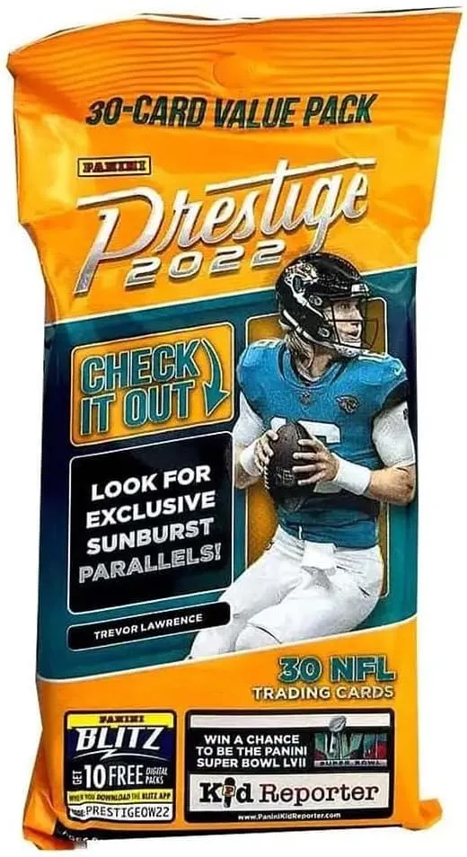 2022 Panini Prestige Football NFL Jumbo Fat Pack Lot of 2 Packs - 60 Trading Cards Total - 30 Cards per Pack