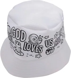 22" circ. Color Your Own Zoom in VBS Polyester Bucket Hats - 12 Pieces, Vacation Bible School Supplies Multicolor
