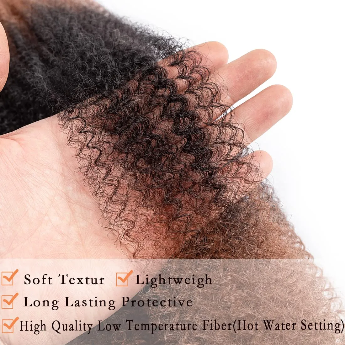 24 Inch Pre-Separated Springy Afro Twist Hair 8 Pack Pre-Fluffy Natural Curls are Perfect for Marley Crochet Hair Suitable for Black Women (1B/30/27#, 24 Inch)