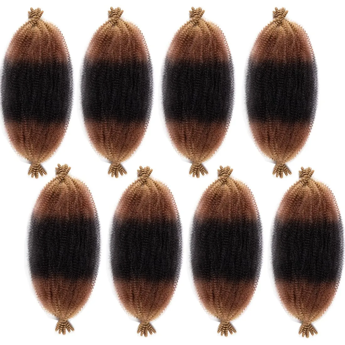 24 Inch Pre-Separated Springy Afro Twist Hair 8 Pack Pre-Fluffy Natural Curls are Perfect for Marley Crochet Hair Suitable for Black Women (1B/30/27#, 24 Inch)