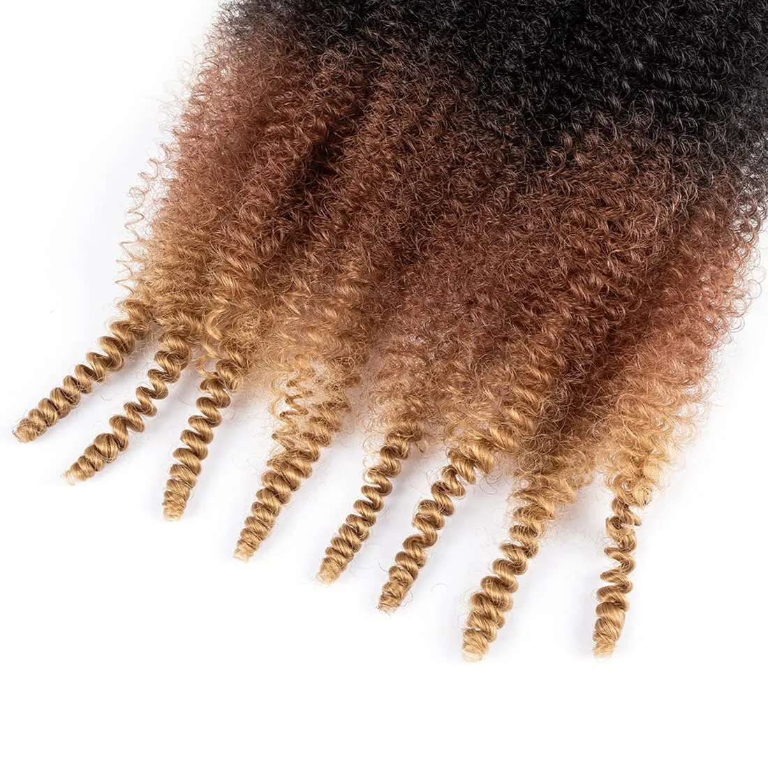 24 Inch Pre-Separated Springy Afro Twist Hair 8 Pack Pre-Fluffy Natural Curls are Perfect for Marley Crochet Hair Suitable for Black Women (1B/30/27#, 24 Inch)