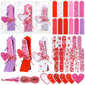 24 Sets Valentine's Day Nail Files Bulk Valentine Gifts Hearts Emery Boards Valentine's Day Cutout Manicure Tools with 24 Emery Boards 24 Cutout 24 Cords and 24 Exchange Gift Bag for Adults