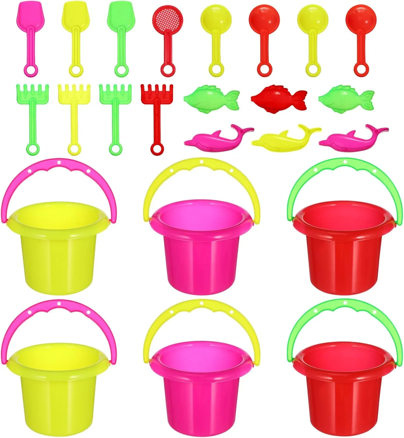 24Pcs Mini Bucket for Beach Sand Bucket with Shovels Creative Sand Play Kit for Outdoor Fun and Parent Activities