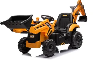 24V JCB Ride On Excavator, Electric Excavator for Kids 3-8 Years, Construction Vehicle Toy with Remote Control, Front Loader, Removable Seat, Yellow
