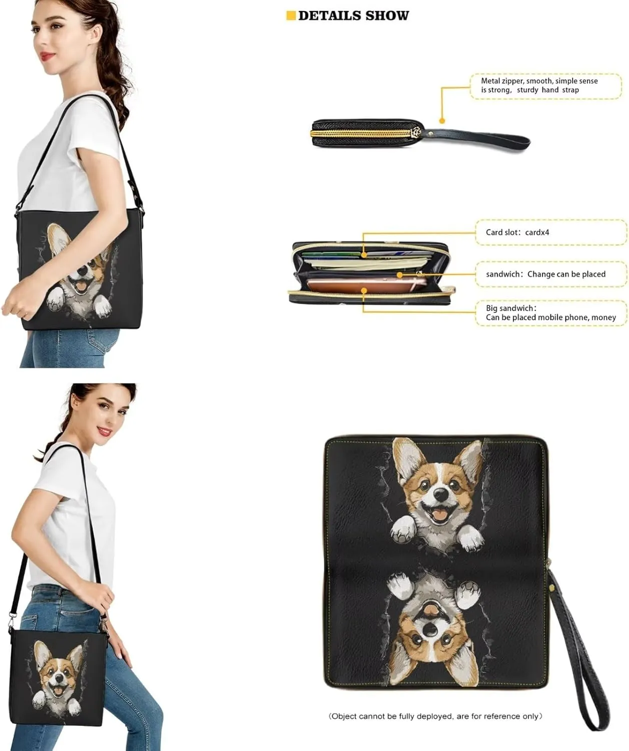 2PC Leather Purse and Wallet Set for Women Lady Large Crossbody Bucket Tote Bag with PU Wallet