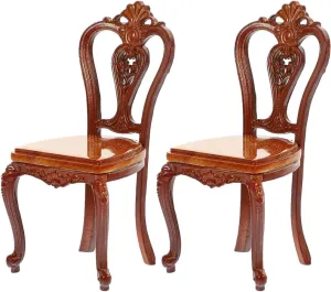 2pcs Miniature Doll House Chair Vintage Style Furniture for Living Room Bedroom Study Room Decor for Boys and Girls Dollhouse Special Occasions