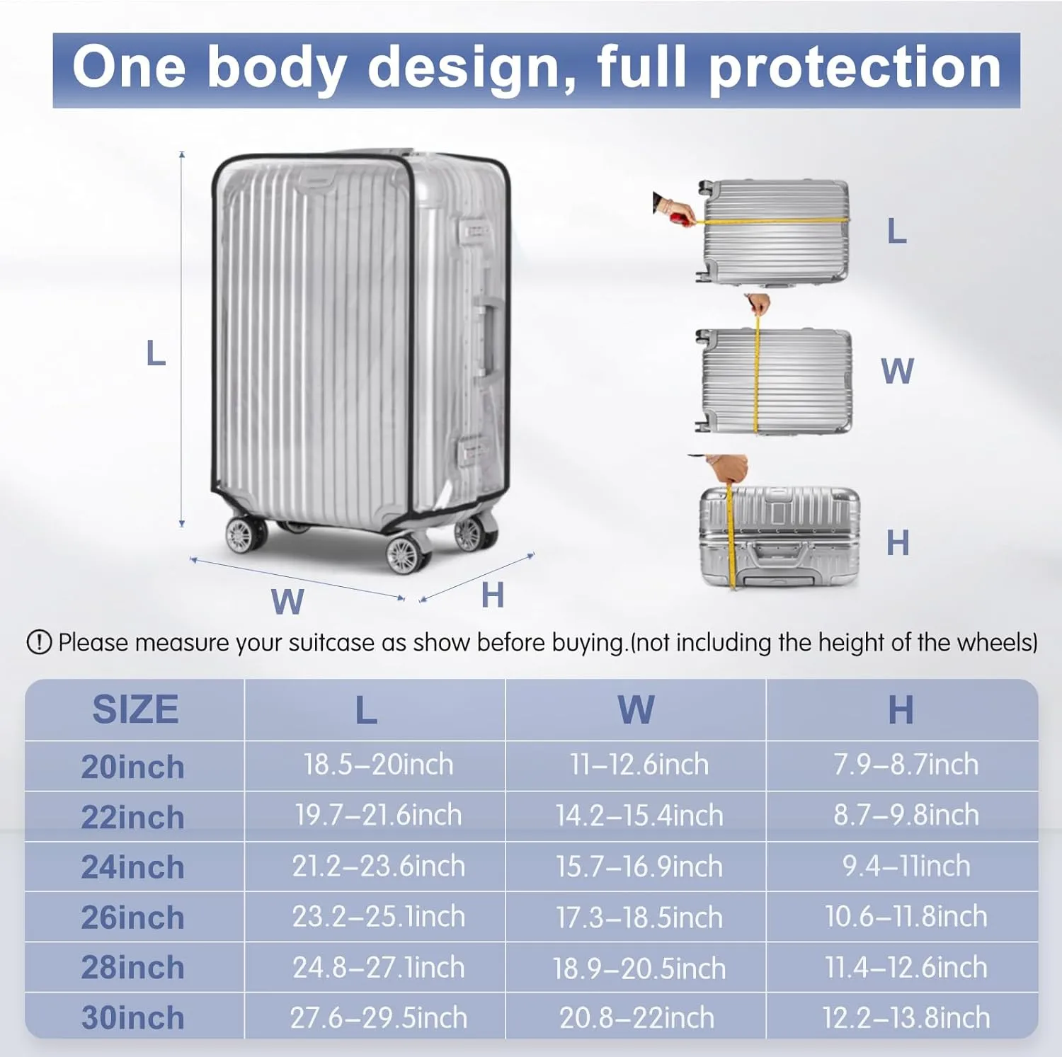 2PCS Suitcase Cover, 20 Inch Clear PVC Luggage Cover Protector for Wheeled Suitcase (20 Inch)