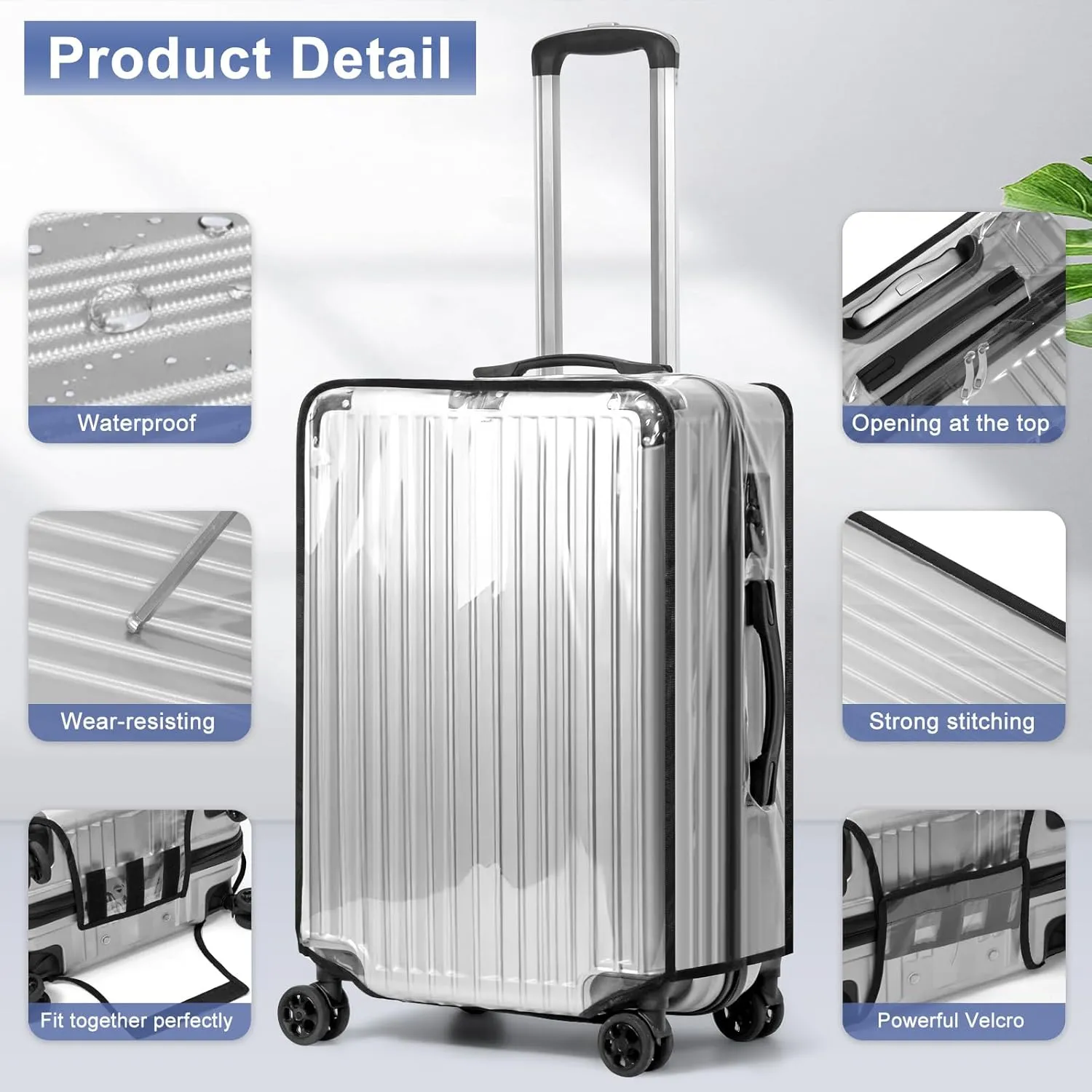 2PCS Suitcase Cover, 20 Inch Clear PVC Luggage Cover Protector for Wheeled Suitcase (20 Inch)
