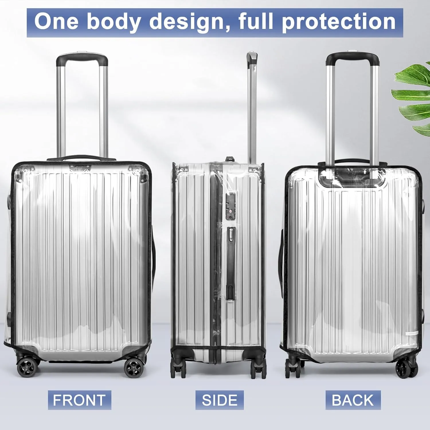 2PCS Suitcase Cover, 20/22/24/26/28/30 Inch Clear PVC Luggage Cover Protector for Wheeled Suitcase (26 Inch)