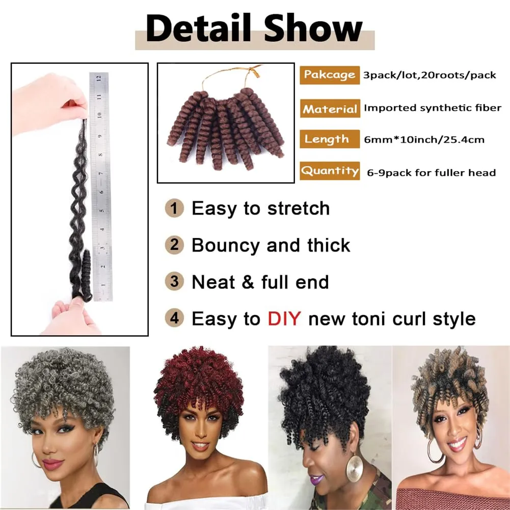 3 Packs Saniay Curl Crochet Braids Short Crochet Braiding Bouncy Twist Spiral Curls Jamaican Twist Hair Extensions 20 Strands/Pack (30, 6 * 10 inch)
