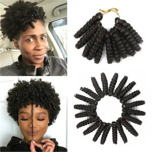 3 Packs Saniay Curl Crochet Braids Short Crochet Braiding Bouncy Twist Spiral Curls Jamaican Twist Hair Extensions 20 Strands/Pack (4, 6 * 10 inch)